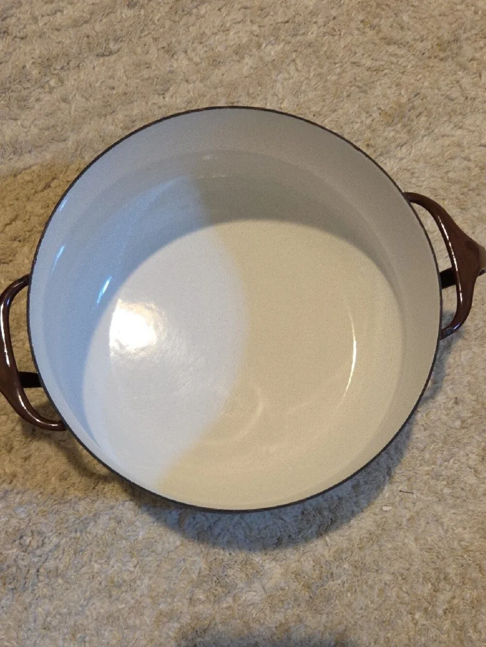 Vintage Dansk Kobenstyle Enamel Dutch Oven in a chocolate